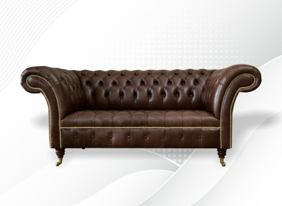 Chesterfield Velvet Designer Sofa 2 Seater Couch Textile Leather Suite Brown new